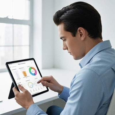 Person comparing different plastic cup manufacturers on a digital tablet