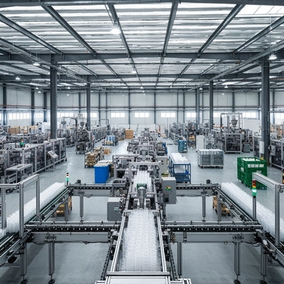 Modern plastic cup manufacturing facility with automated machinery and a focus on quality control and sustainability